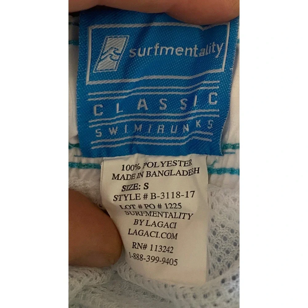 Surfmentality Swim Trunks Mens S Blue Green Plaid Cargo Board‎ Shorts